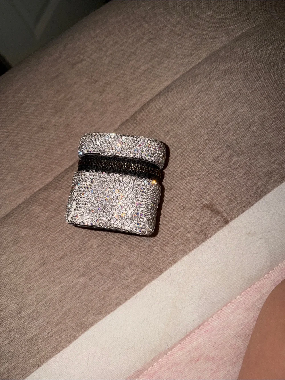 Target Silver Rhinestone Earbud/Card Holder Case